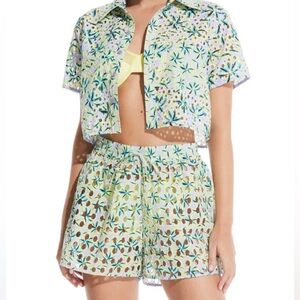 NWT Solid & Striped The Charlie Short Eyelet Floral Daze Print Wisteria $148